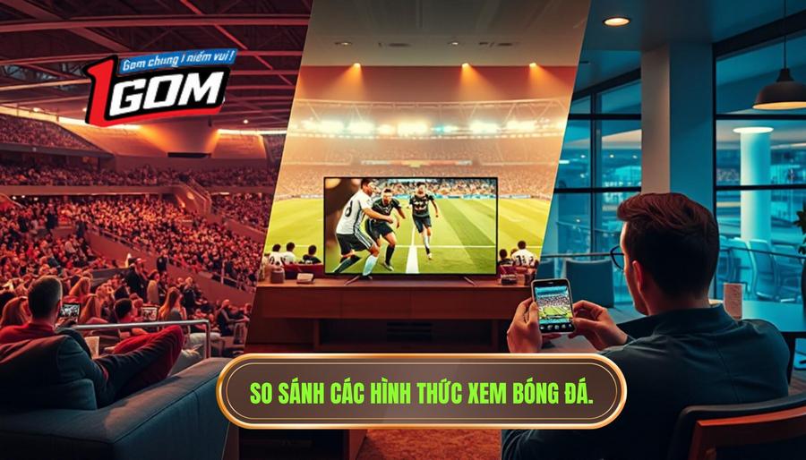 Xem bóng đá trực tiếp miễn phí chất lượng HD tại 1GOM 3 Bảng so sánh các hình thức xem bóng đá phổ biến hiện nay